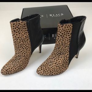 WHBM leopard print faux fur ankle bootie